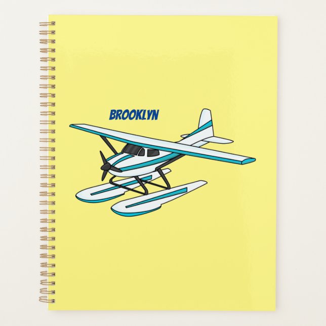 Agenda Ilustracion de hidroavión azul blanco (Anverso)