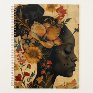 Agenda Ilustracion de la bella dama y flores