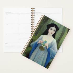 Agenda Ilustracion de lavado de tinta de bella mujer en l