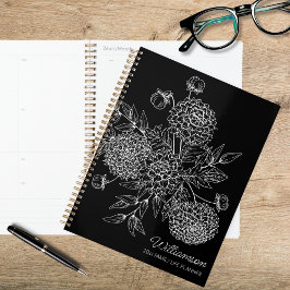 Agenda Ilustración de línea de flor de campo delicada