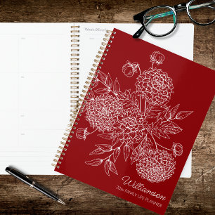Agenda Ilustración de línea de flor de campo delicada