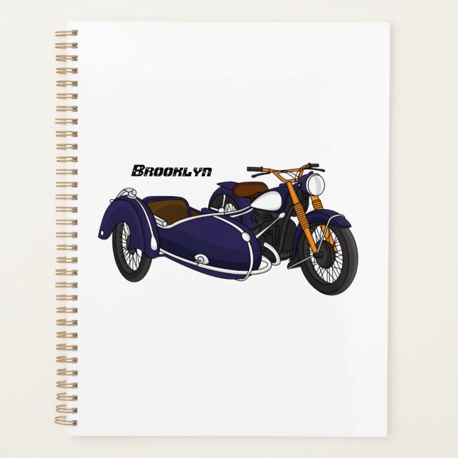 Agenda Ilustracion de motocicleta púrpura de Sidecar (Anverso)