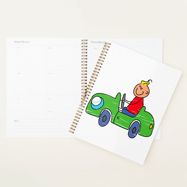 Agenda Ilustracion de niños con auto verde lindo (Subido por el creador)