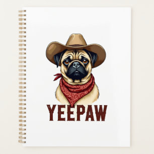 Agenda Ilustración de perro occidental YeePaw Pug vaquero