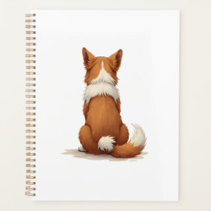 Agenda Ilustración de perro vista trasera vintage sobre f