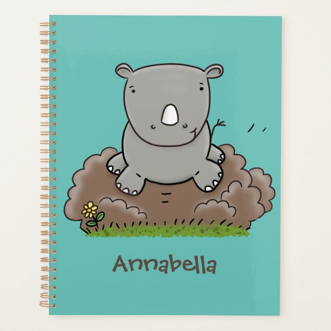 Agenda Ilustracion de personalizado de rinocerontes (Anverso)