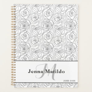 Agenda Ilustracion de rosa blanco y negro femenino