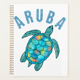 Agenda Ilustración de tortuga marina de la playa de Aruba