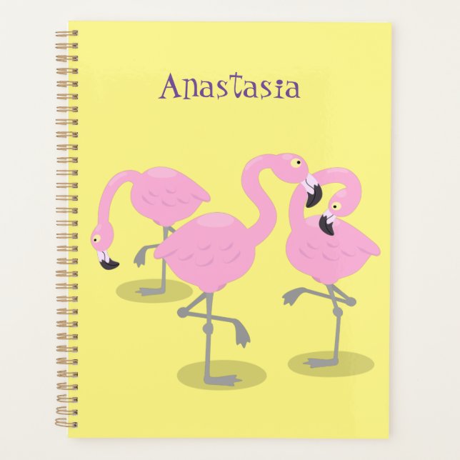 Agenda Ilustracion de trío de flamingo rosado (Anverso)