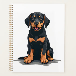 Agenda Ilustración de vista trasera de perro negro y bron