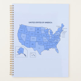 Agenda Ilustración mínima del mapa de Estados Unidos en a