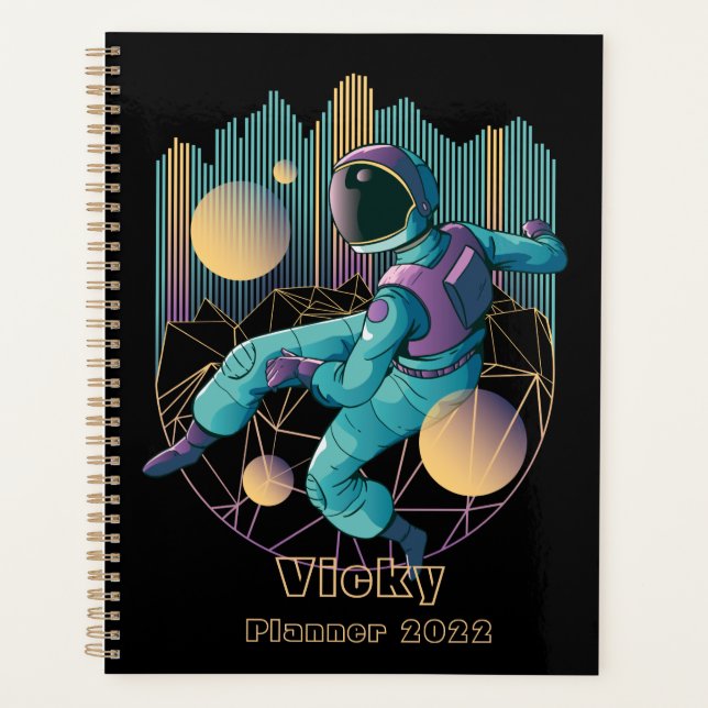 Agenda Ilustracion moderno de astronautas tecno (Anverso)