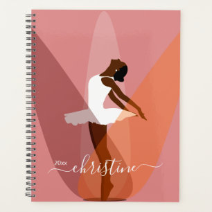 Agenda ilustracion moderno de bailarina negra minimalista