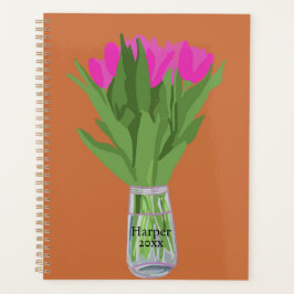 Agenda Ilustracion moderno de la flor de los tulipanes de