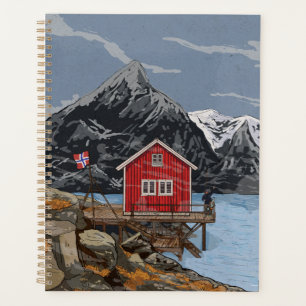 Agenda Ilustracion paisajístico Rorbu Lofoten Bergen