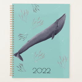Agenda Ilustracion personalizado de ballena azul y algas 
