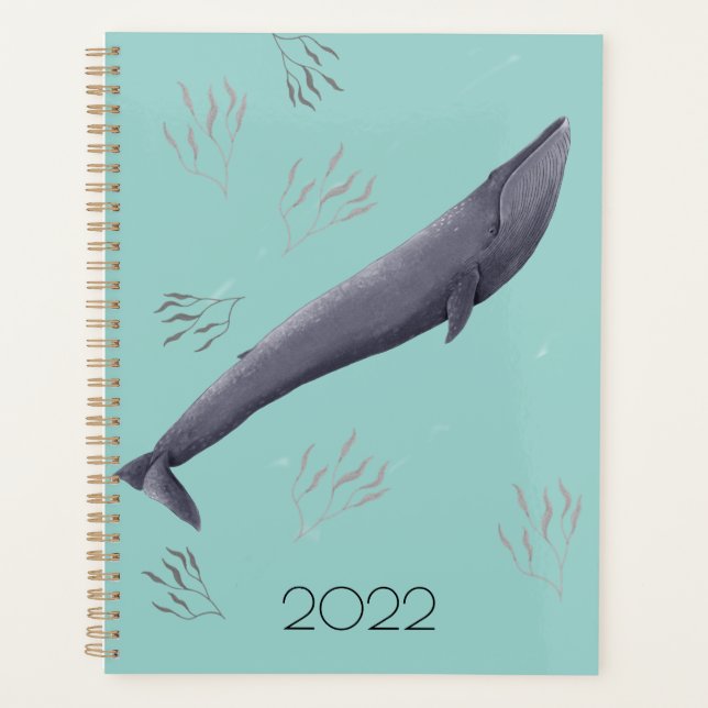 Agenda Ilustracion personalizado de ballena azul y algas  (Anverso)