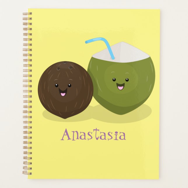 Agenda Ilustracion personalizado de cocos kawaii alegres (Anverso)