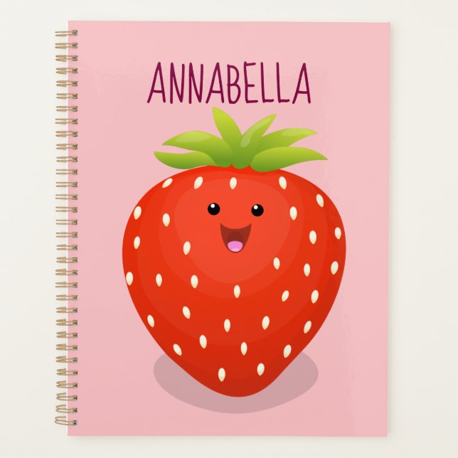Agenda Ilustracion personalizado de fresa cute kawaii (Anverso)