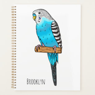 Agenda Ilustracion personalizado de pájaro budgerigar azu