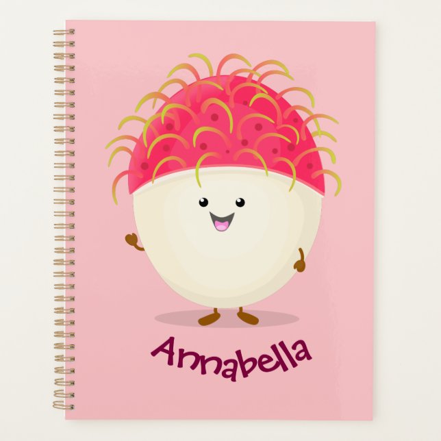 Agenda Ilustracion personalizado de rambután rosa suave (Anverso)