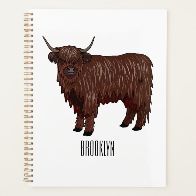 Agenda Ilustracion personalizado de vaca de Highland (Anverso)