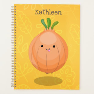 Agenda Ilustracion personalizado verde de cebolla marrón