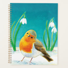Agenda Ilustracion Red Robin Early Spring Snowdrop
