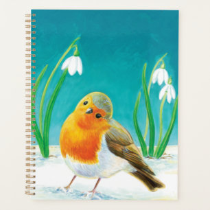 Agenda Ilustracion Red Robin Early Spring Snowdrop