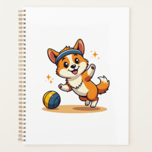 Agenda Ilustración vectorial de perro de voleibol Corgi v