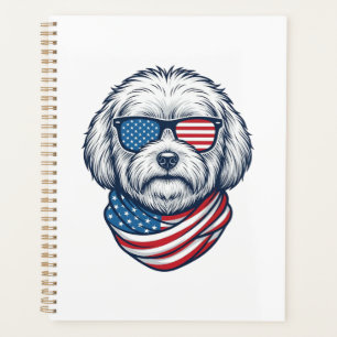 Agenda Ilustración vectorial de perro esponjoso patriótic