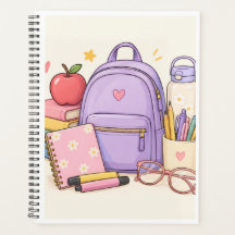Ilustraciones de útiles escolares pastel adorables
