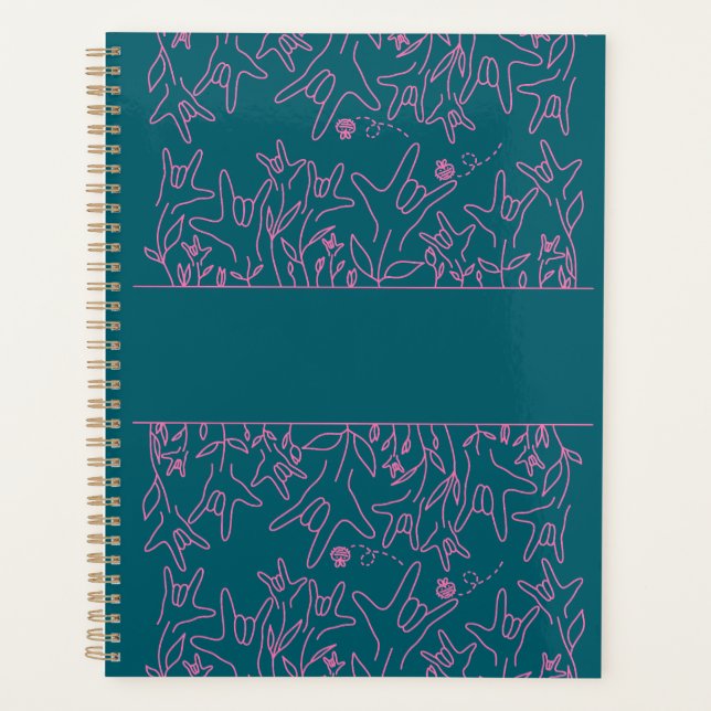 Agenda ILY Bloom - Diseño ASL de nombre personalizado (Anverso)