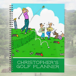 Agenda Imagen divertida de los golfistas jugando golf. Go