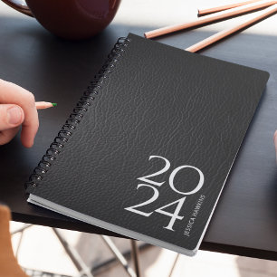 Agenda Imagen personal de cuero negro 202x semanal