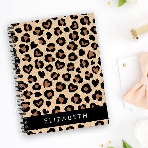 Agenda Impresión animal, leopardo marrón, corazón, tu nom