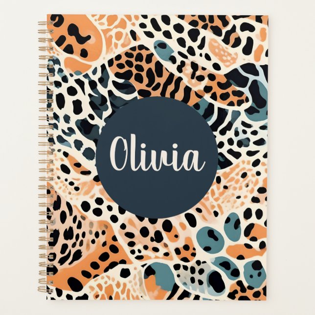 Agenda Impresión de Animal Personalizada Jirafa Leopardo (Anverso)
