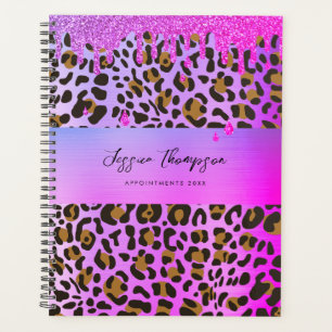 Agenda Impresión de animales leopardos Purpurinas rosados
