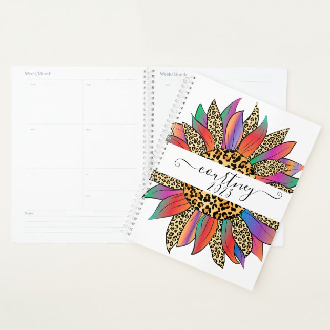 Agenda Impresión de arcoiris y leopardo personalizada,año (Demostración)