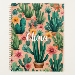 Agenda Impresión de Arte de Cactus Boho Personalizado