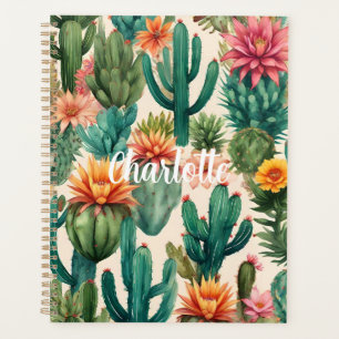 Agenda Impresión de arte de cactus personalizada