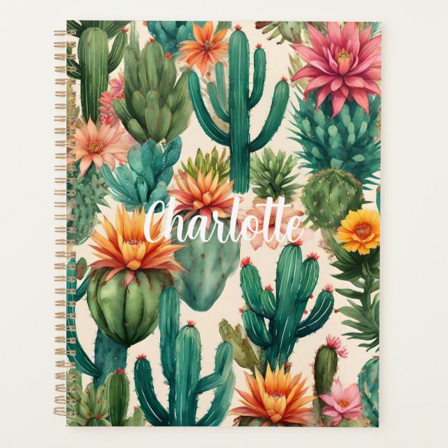Agenda Impresión de arte de cactus personalizada (Anverso)