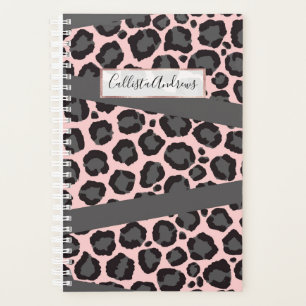 Agenda Impresión de Cheetah de Leopardo Gris rosa de Moda