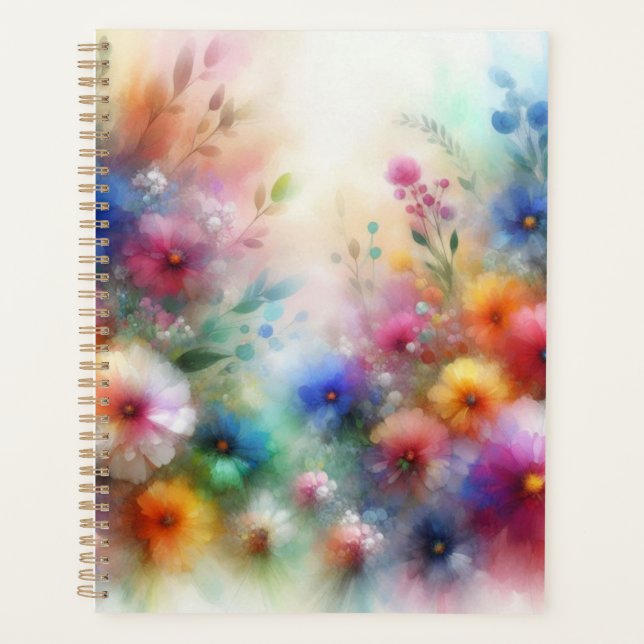 Agenda Impresión de flores abstractas en acuarela (Anverso)