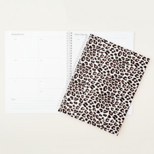 Agenda Impresión de leopardo blanco y marrón negro