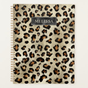 Agenda Impresión de leopardo con lámina negra falsa y nom