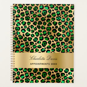 Agenda Impresión de leopardo de oro verde esmeralda 2026
