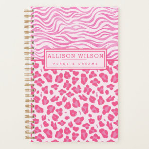 Agenda Impresión de Leopardo rosa y cebra con estilo
