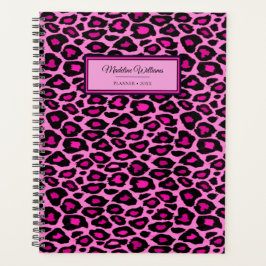Agenda Impresión de leopardo rosa y negro | Personalizado