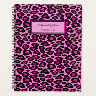 Agenda Impresión de leopardo rosa y negro Personalizado